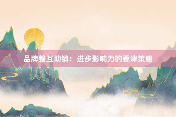 品牌整互助销：进步影响力的要津策略
